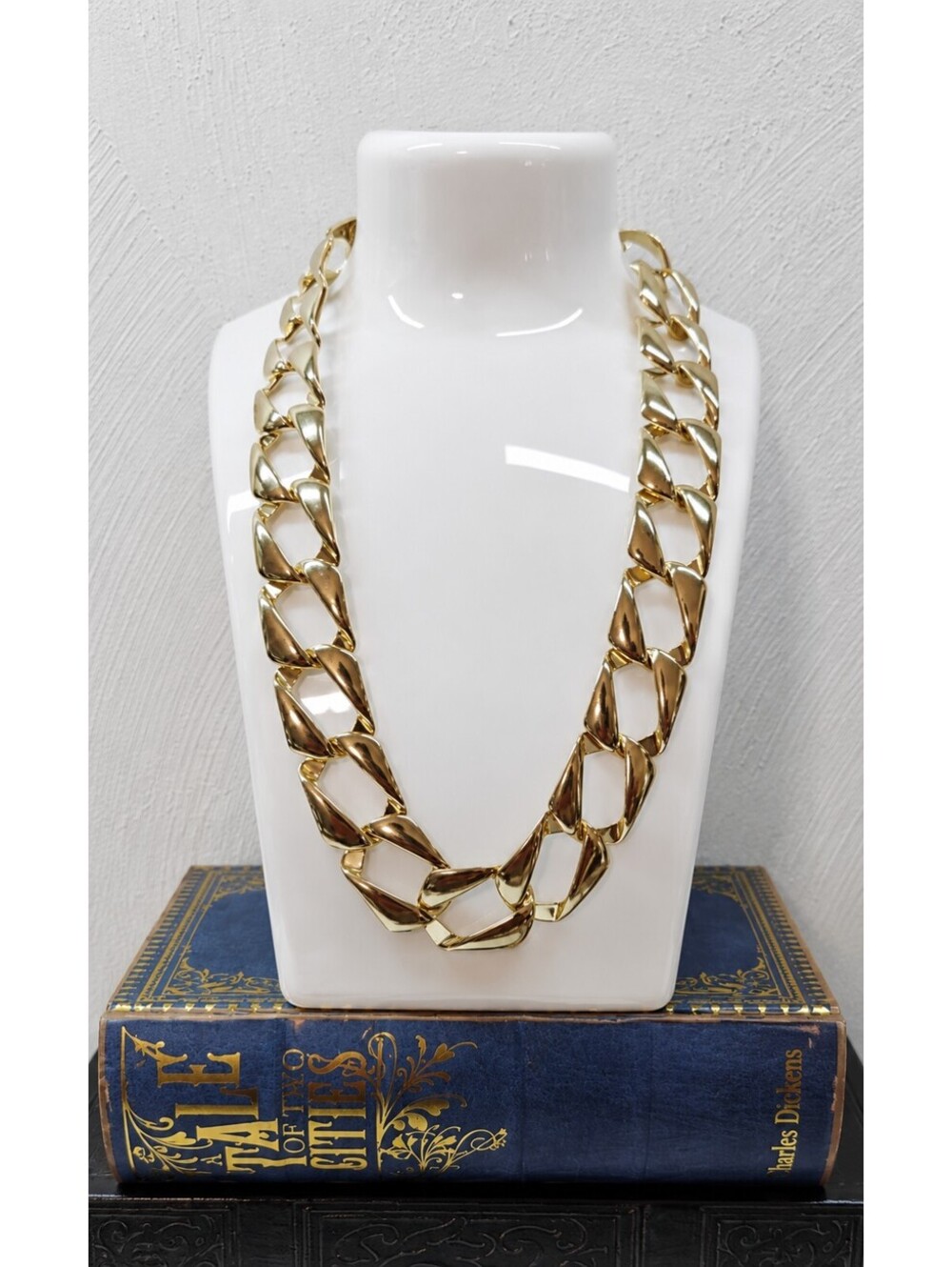A.S.I. Gold Tone Chunky Statement Chain Necklace Oversized Links 19"